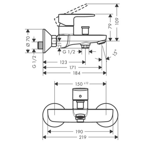 Mitigeur Bain Douche Mécanique Hansgrohe Vernis Blend Noir Mat