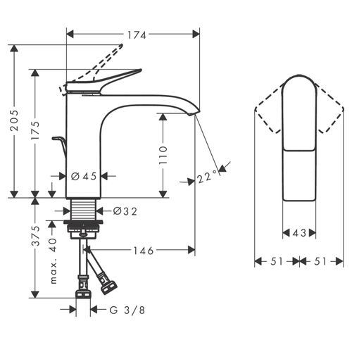 Mitigeur Lavabo Hansgrohe Vivenis 110 Avec Tirette Et Vidage Chromé