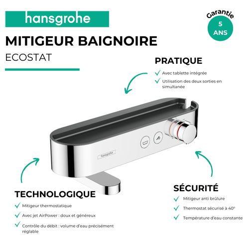 Mitigeur Baignoire Thermostatique Hansgrohe Showertablet Select 400 Chromé