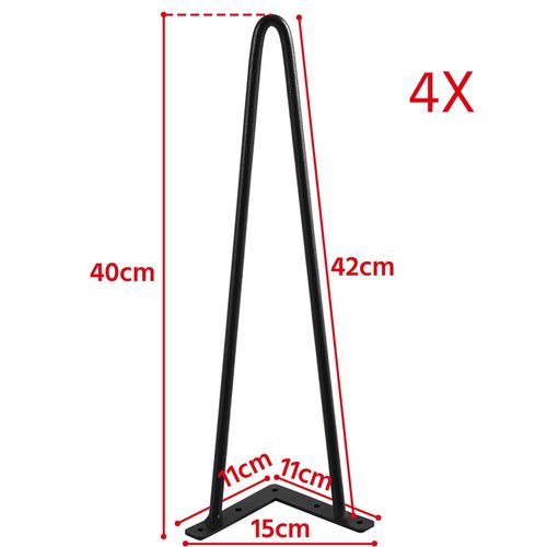 Lot De 4 Pieds Épingle En Métal Pieds De Table à 2 Branches Pour Table Basse, Noir