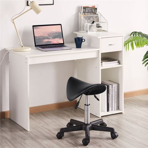 Tabouret Selle De Cheval à Roulettes Réglable En Hauteur Tabouret Pony En Similicuir, Noir