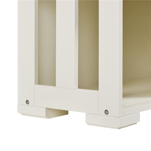 Buffet En Bois Avec 2 Portes Coulissantes Et Étagère Réglable En Hauteur, Blanc Antique