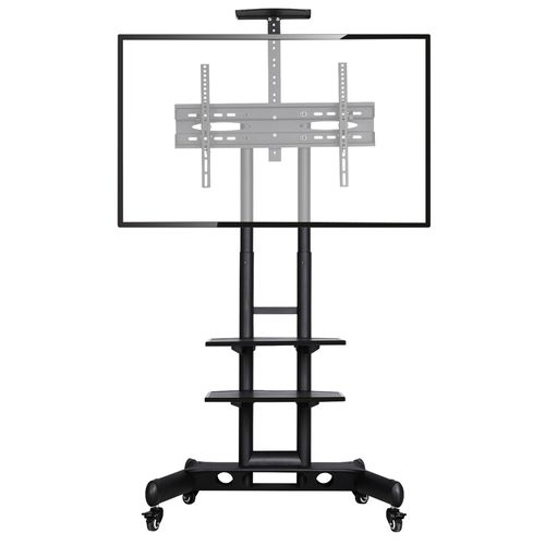 Support TV Mobile Hauteur Réglable Et Inclinable Support Écran 80 à 178 Cm à Roulettes, Noir