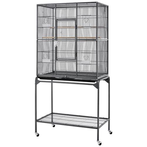Cage Pour Oiseaux Cage Pour Perroquet Avec Support Roulant Pour Perruche Calopsitte, Noir