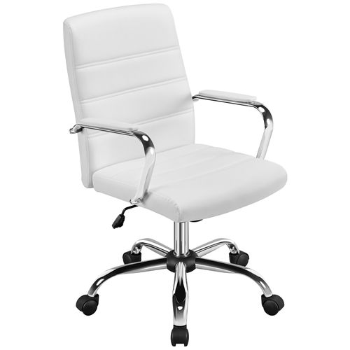 Chaise De Bureau Ergonomique Fauteuil De Bureau En Similicuir Chaise Réglable En Hauteur Blanc
