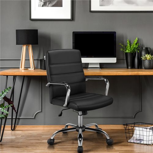Chaise De Bureau Ergonomique Fauteuil De Bureau En Similicuir Chaise Réglable En Hauteur Noir
