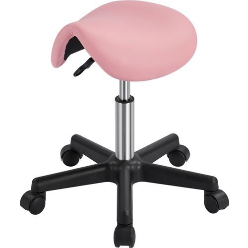 Tabouret Selle De Cheval à Roulettes Réglable En Hauteur Tabouret Pony En Similicuir, Rose