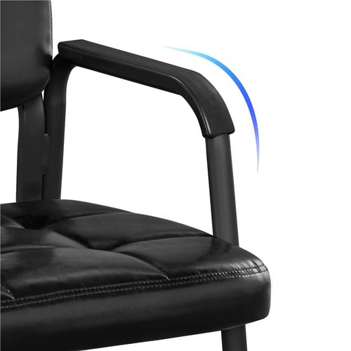 Lot De 2 Chaises Visiteur Avec Accoudoir Chaise D’accueil Rembourré En Similicuir, Noir