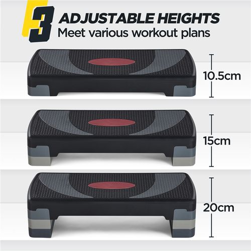 Step D’aérobic Step Fitness Exercice Hauteur Réglable En 3 Niveaux, Gris Et Noir