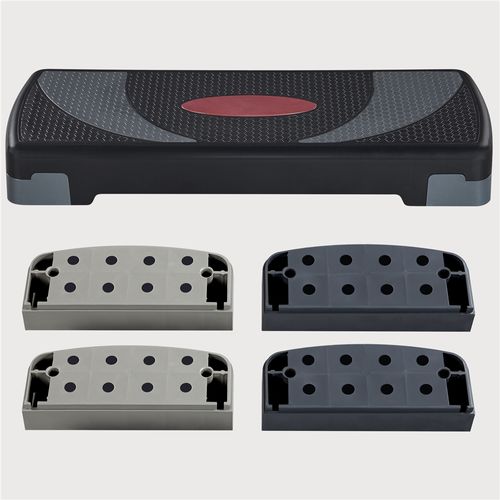 Step D’aérobic Step Fitness Exercice Hauteur Réglable En 3 Niveaux, Gris Et Noir