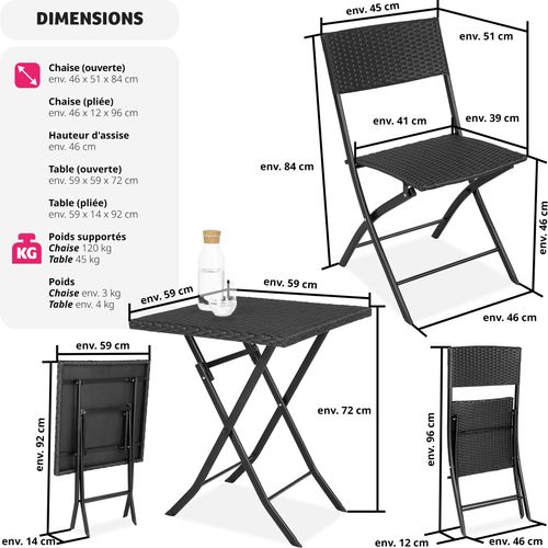 Salon De Jardin Noir 45 X 54.5 X 81 Cm