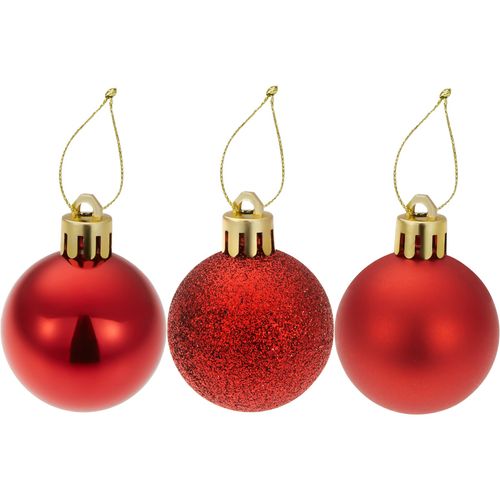 Lot De 24 Boules De Noël Rouges Mate Brillante Ou Pailletée 4cm Rouge