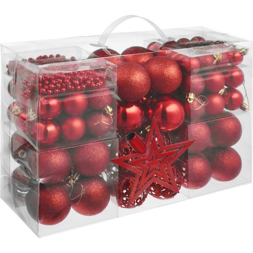 Lot De 86 Décorations De Noël Rouges Mate Brillante Ou Pailletée Rouge