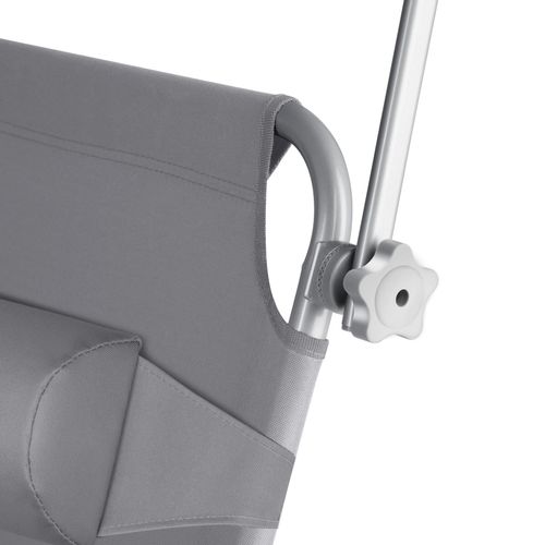 Transat Pliable Acier Dossier Réglable 4 Positions Avec Coussin Gris