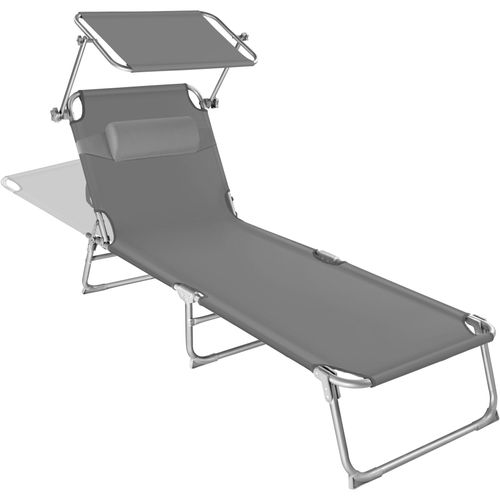 Transat Pliable Acier Dossier Réglable 4 Positions Avec Coussin Gris