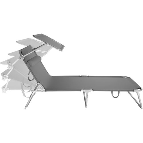 Lot De 2 Transats Pliables Acier Réglable 4 Positions Coussin Gris