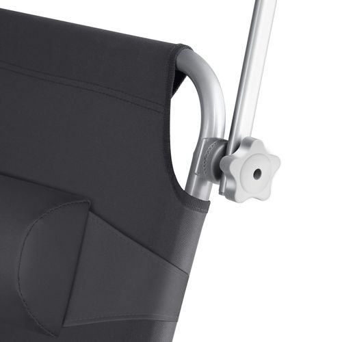 Transat Pliable Acier Réglable 4 Positions Avec Coussin De Tête Noir