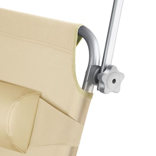 Lot De 2 Transats Pliables Acier Réglables 4 Positions Coussin Beige