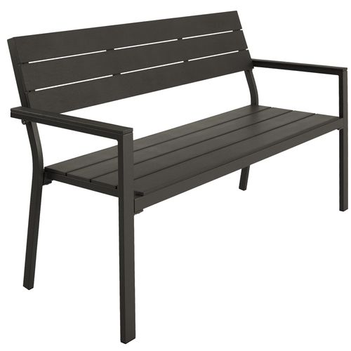 Banc De Jardin 2 Places Aluminium Résistant Intempéries Gris Foncé