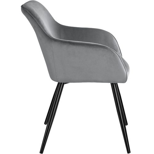 Chaise Rembourrée Aspect Velours Style Scandinave Gris/noir
