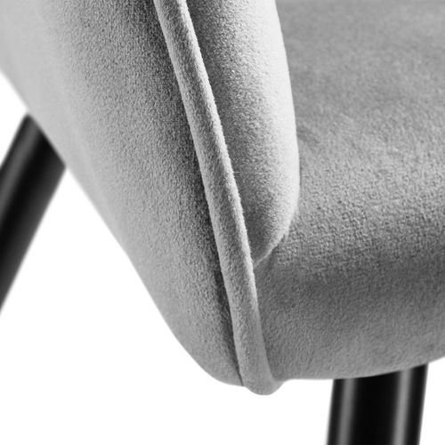 Chaise Rembourrée Aspect Velours Style Scandinave Gris/noir