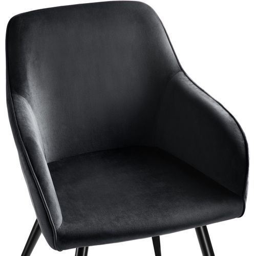 Chaise Style Scandinave Rembourrée Aspect Velours Noir