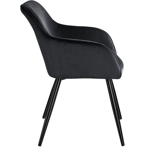 Chaise Style Scandinave Rembourrée Aspect Velours Noir
