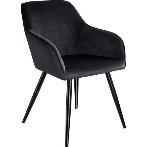 Chaise Style Scandinave Rembourrée Aspect Velours Noir