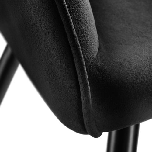 Chaise Style Scandinave Rembourrée Aspect Velours Noir