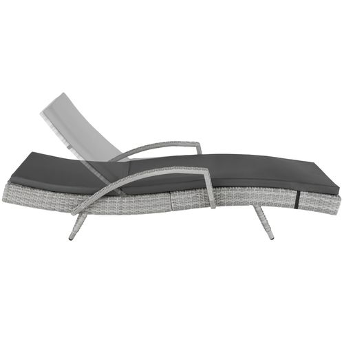 Bain De Soleil Rotin Cadre Aluminium Réglable 5 Positions Gris Clair