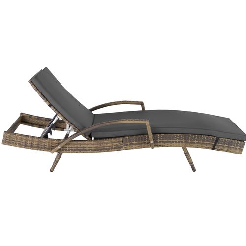 Bain De Soleil En Rotin Dossier Réglable 5 Positions Marron Naturel