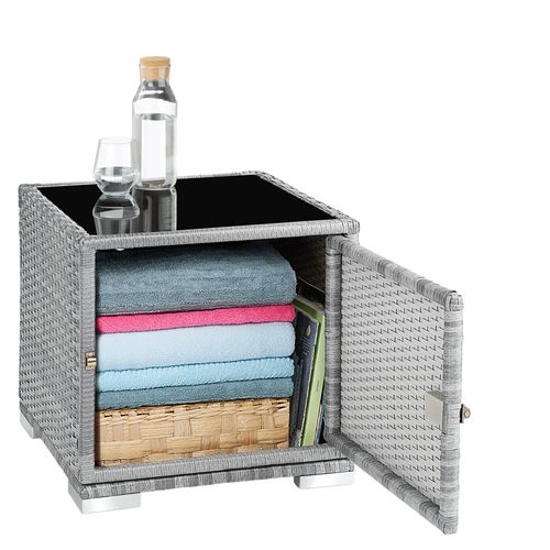 Lot 2 Bains De Soleil Design Luxueux Table Avec Rangement Gris Clair