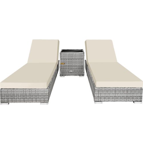 Lot 2 Bains De Soleil Design Luxueux Table Avec Rangement Gris Clair