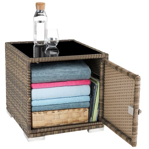 Lot De 2 Bains De Soleil Design Table Avec Compartiment Marron Naturel