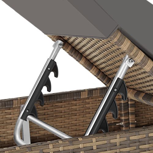 Lot De 2 Bains De Soleil Design Table Avec Compartiment Marron Naturel