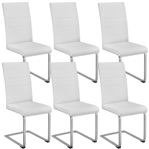 Lot 6 Chaises De Salle à Manger Rembourrées Pieds En Métal Blanc