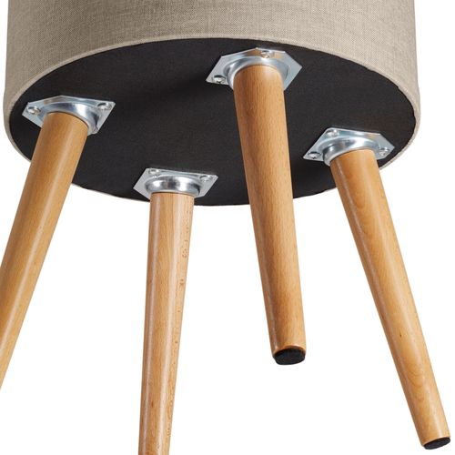 Banc Tabouret Coffre De Rangement Rond Aspect Lin Sable