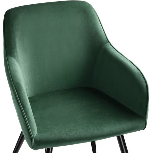 Ensemble De 6 Chaises Effet Velours Ergonomiques Vert Foncé/noir