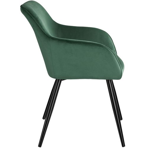 Ensemble De 6 Chaises Effet Velours Ergonomiques Vert Foncé/noir