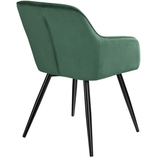 Ensemble De 6 Chaises Effet Velours Ergonomiques Vert Foncé/noir