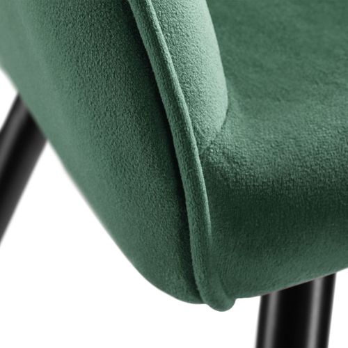 Ensemble De 6 Chaises Effet Velours Ergonomiques Vert Foncé/noir