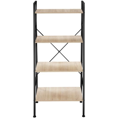Étagère Bibliothèque Style Industriel Anti-basculement Bois Clair