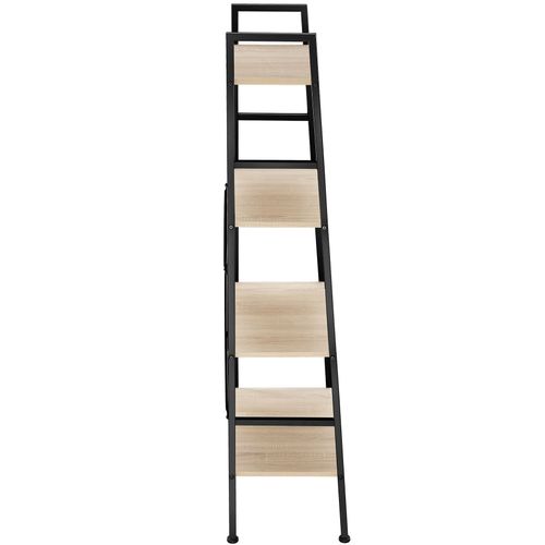 Étagère Bibliothèque Style Industriel Anti-basculement Bois Clair