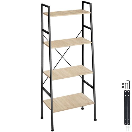 Étagère Bibliothèque Style Industriel Anti-basculement Bois Clair