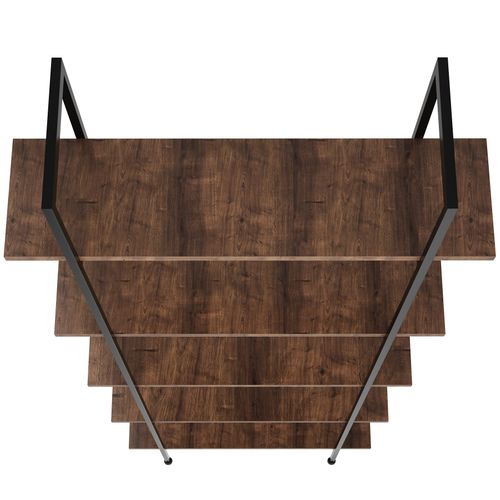 Étagère Bibliothèque Style Industriel Anti-basculement Bois Foncé