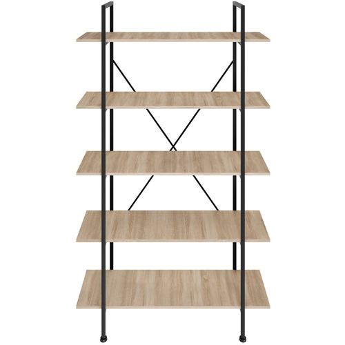 Étagère Bibliothèque Style Industriel Anti-basculement Bois Clair