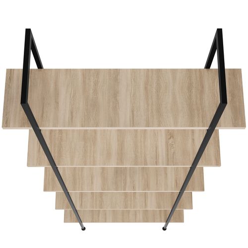 Étagère Bibliothèque Style Industriel Anti-basculement Bois Clair