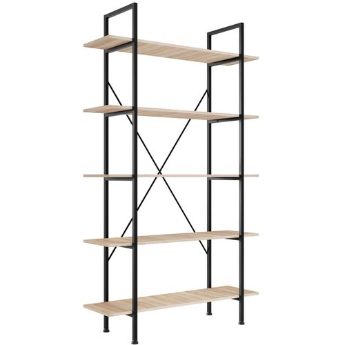 Étagère Bibliothèque Style Industriel Anti-basculement Bois Clair