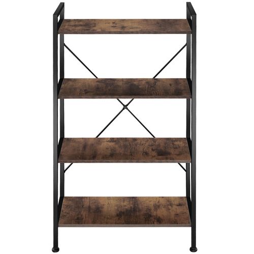 Étagère Bibliothèque Style Industriel Anti-basculement Bois Foncé