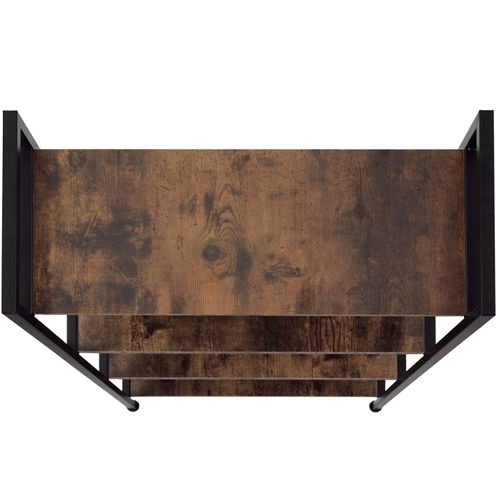 Étagère Bibliothèque Style Industriel Anti-basculement Bois Foncé